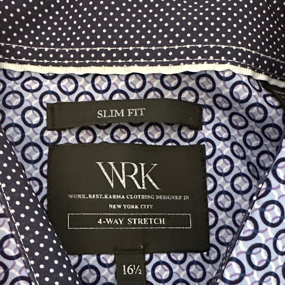 Stylish Navy Patterned Button-Down Shirt - image 8